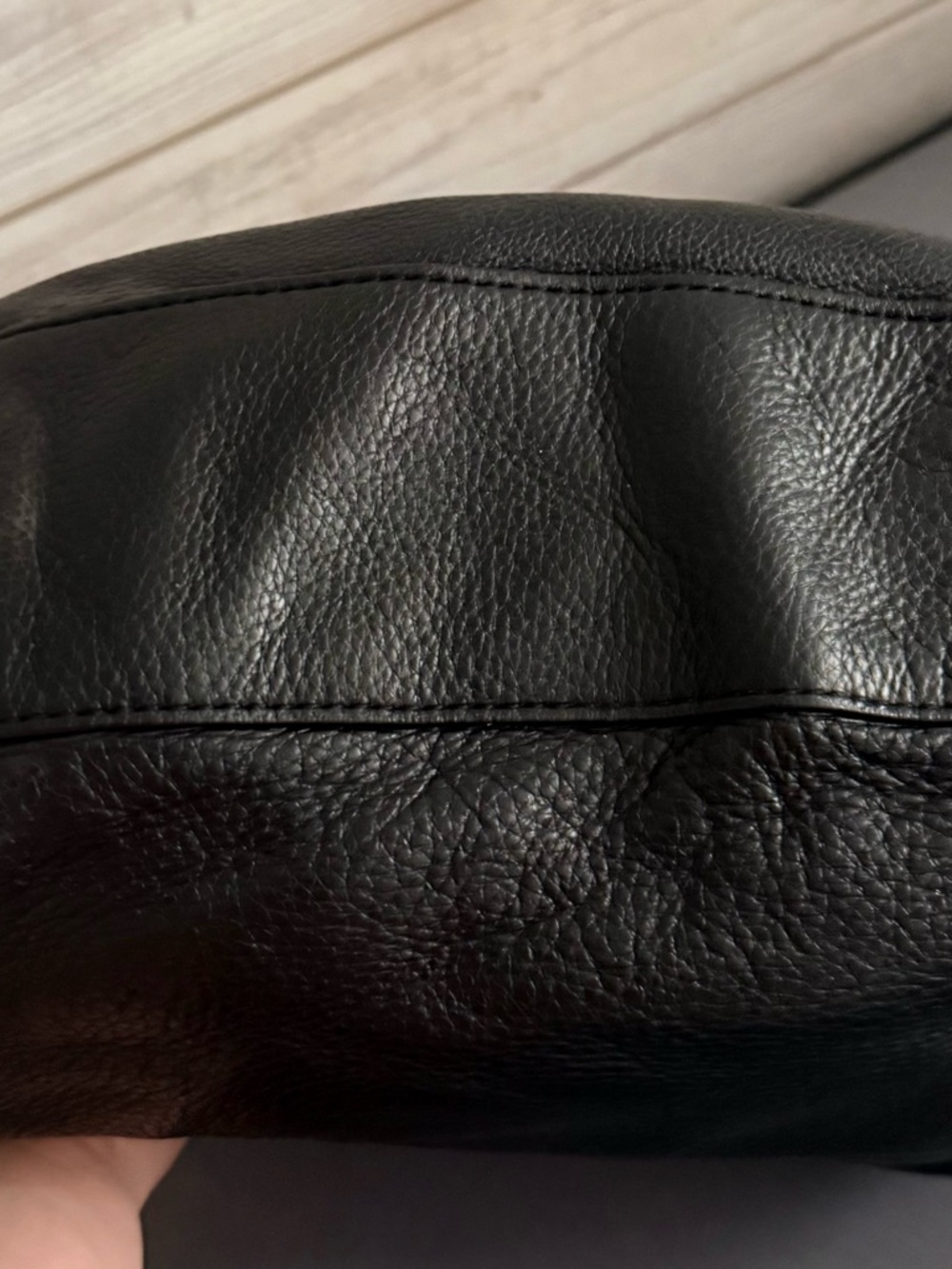 Michael Kors Black Pebbled Leather Hobo with Gold Logo Charm and Tassel EUC - Picture 4 of 6